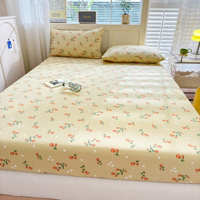 91家纺网 家纺一手货源 找家纺 2025新款老粗布三件套-床笠款 繁花