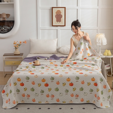 乐家毛巾被（工厂自产自销） 2025新款A类全棉六层纱印花毛巾被 多彩南瓜