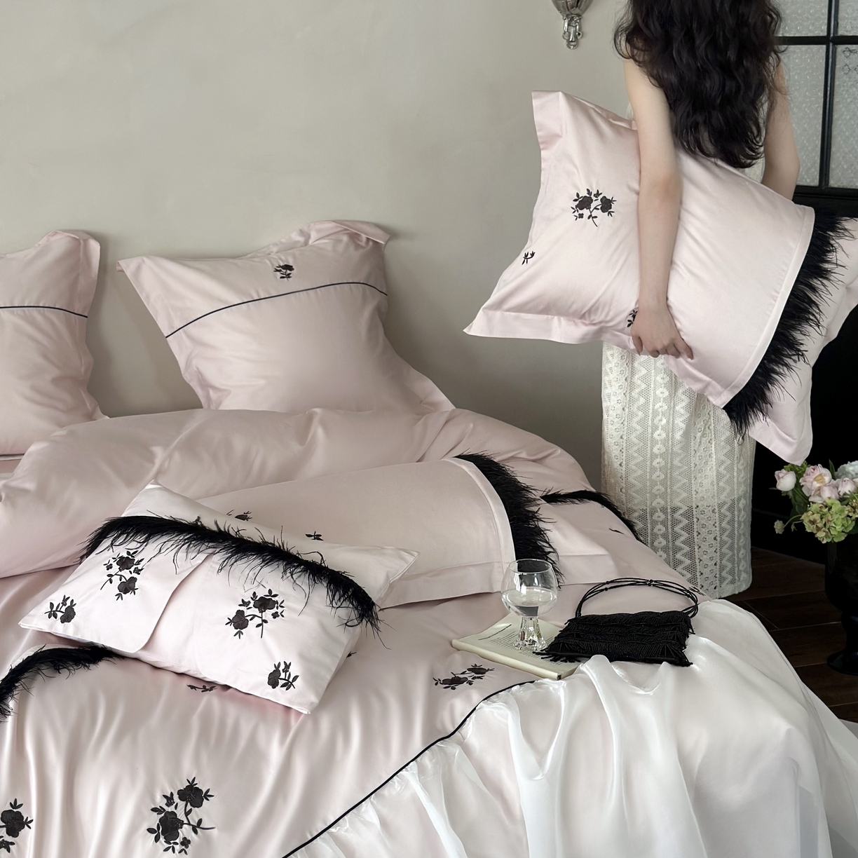 91家纺网 家纺一手货源 找家纺 （总）江涞 2025新款高端刺绣四件套-羽梦