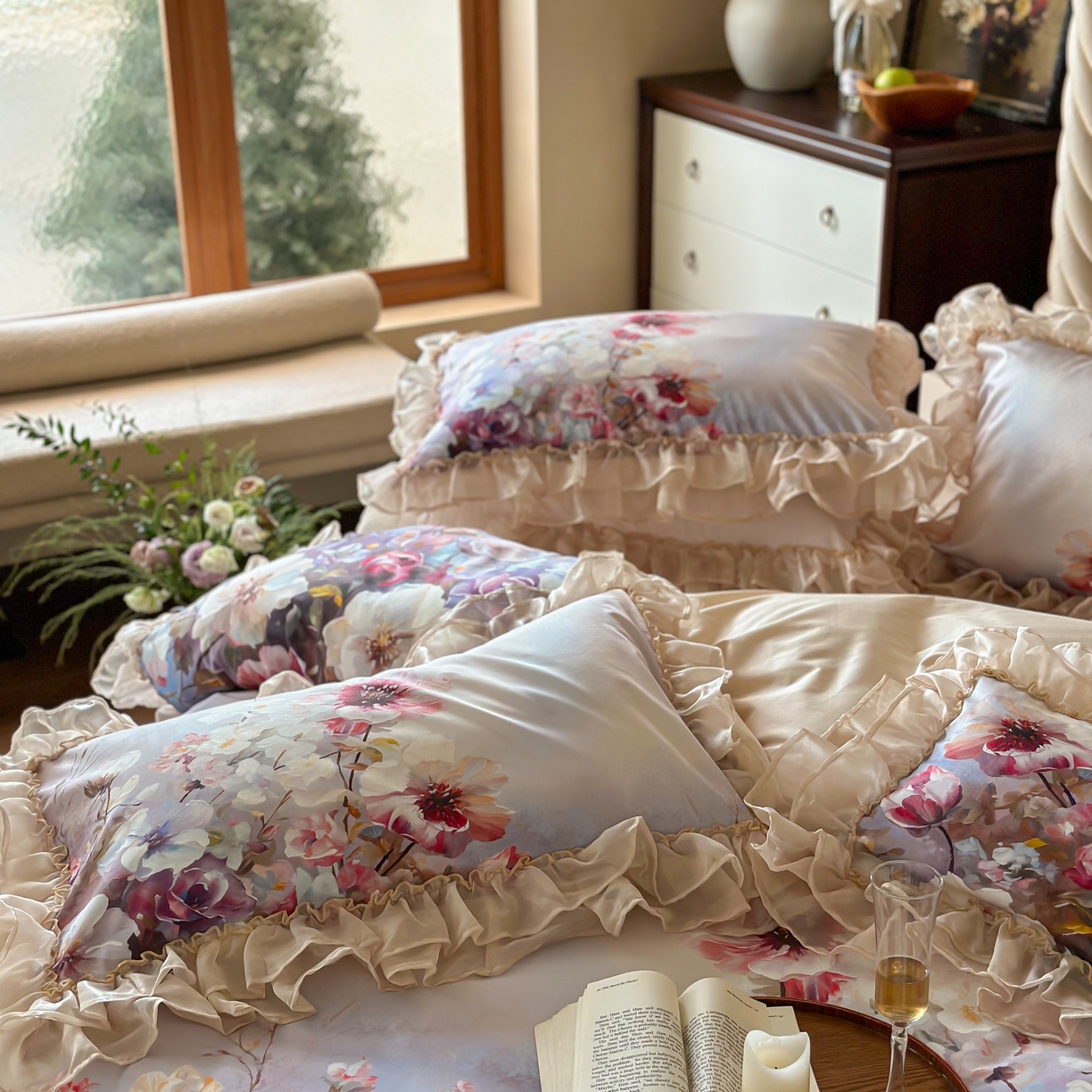 91家纺网 家纺一手货源 找家纺 （总）江涞 2025新款高端数码印花四件套-漾花