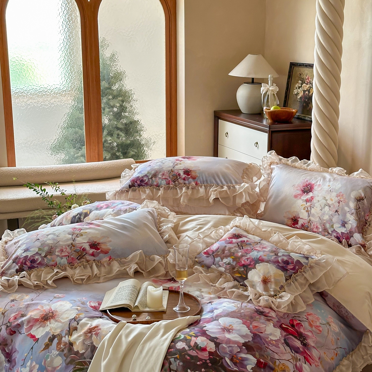 91家纺网 家纺一手货源 找家纺 （总）江涞 2025新款高端数码印花四件套-漾花