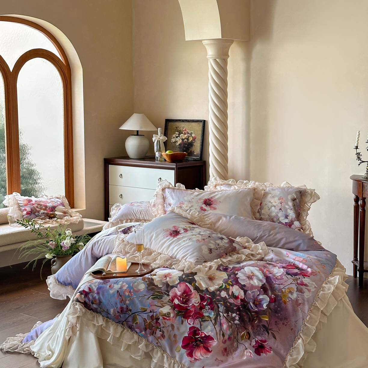 91家纺网 家纺一手货源 找家纺 （总）江涞 2025新款高端数码印花四件套-漾花