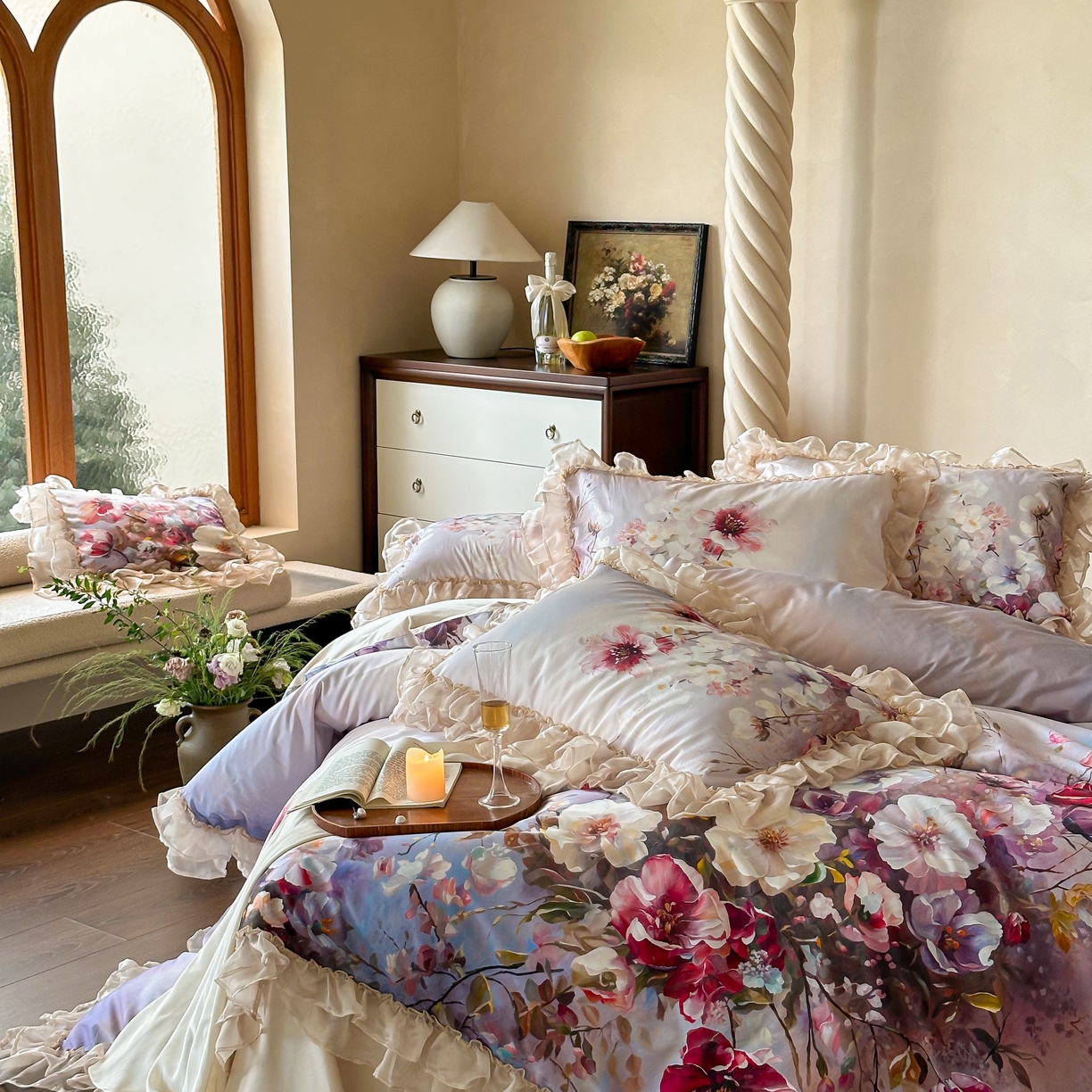 91家纺网 家纺一手货源 找家纺 （总）江涞 2025新款高端数码印花四件套-漾花