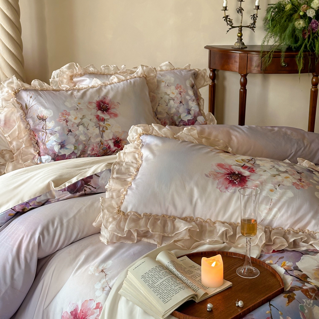 91家纺网 家纺一手货源 找家纺 （总）江涞 2025新款高端数码印花四件套-漾花