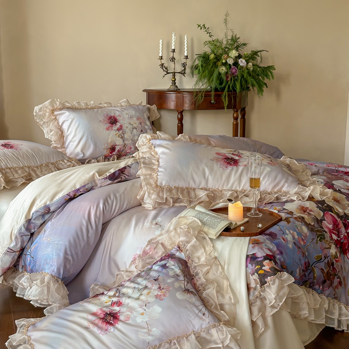 91家纺网 家纺一手货源 找家纺 （总）江涞 2025新款高端数码印花四件套-漾花