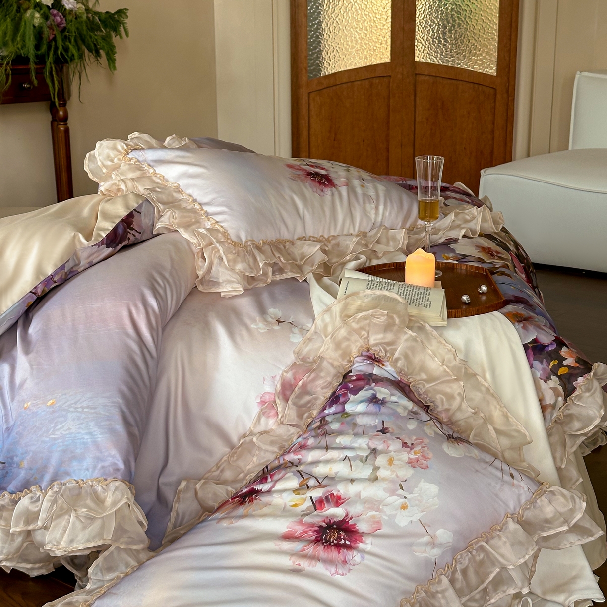 91家纺网 家纺一手货源 找家纺 （总）江涞 2025新款高端数码印花四件套-漾花