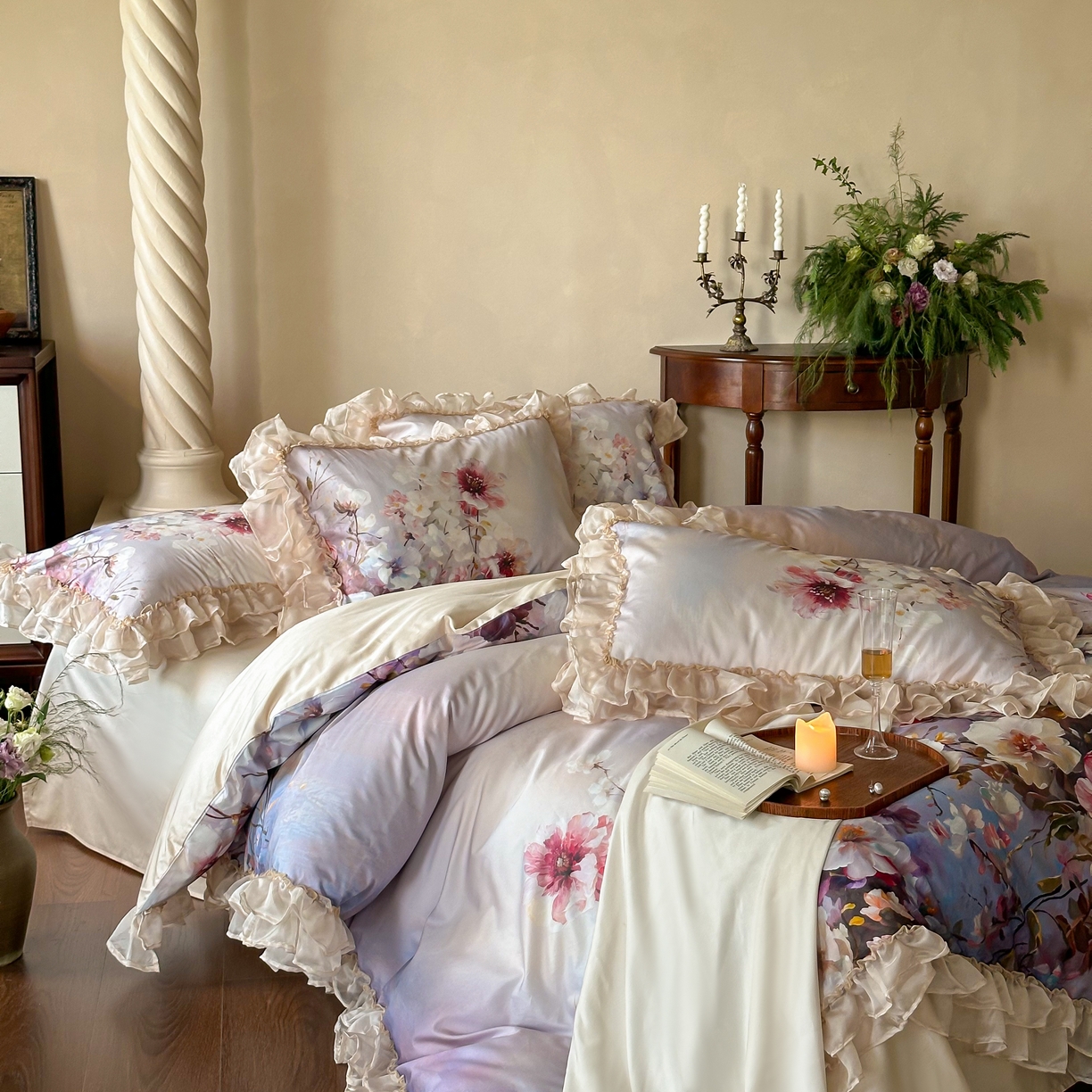 91家纺网 家纺一手货源 找家纺 （总）江涞 2025新款高端数码印花四件套-漾花