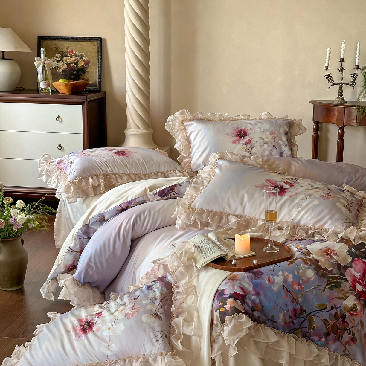 91家纺网 家纺一手货源 找家纺 （总）江涞 2025新款高端数码印花四件套-漾花