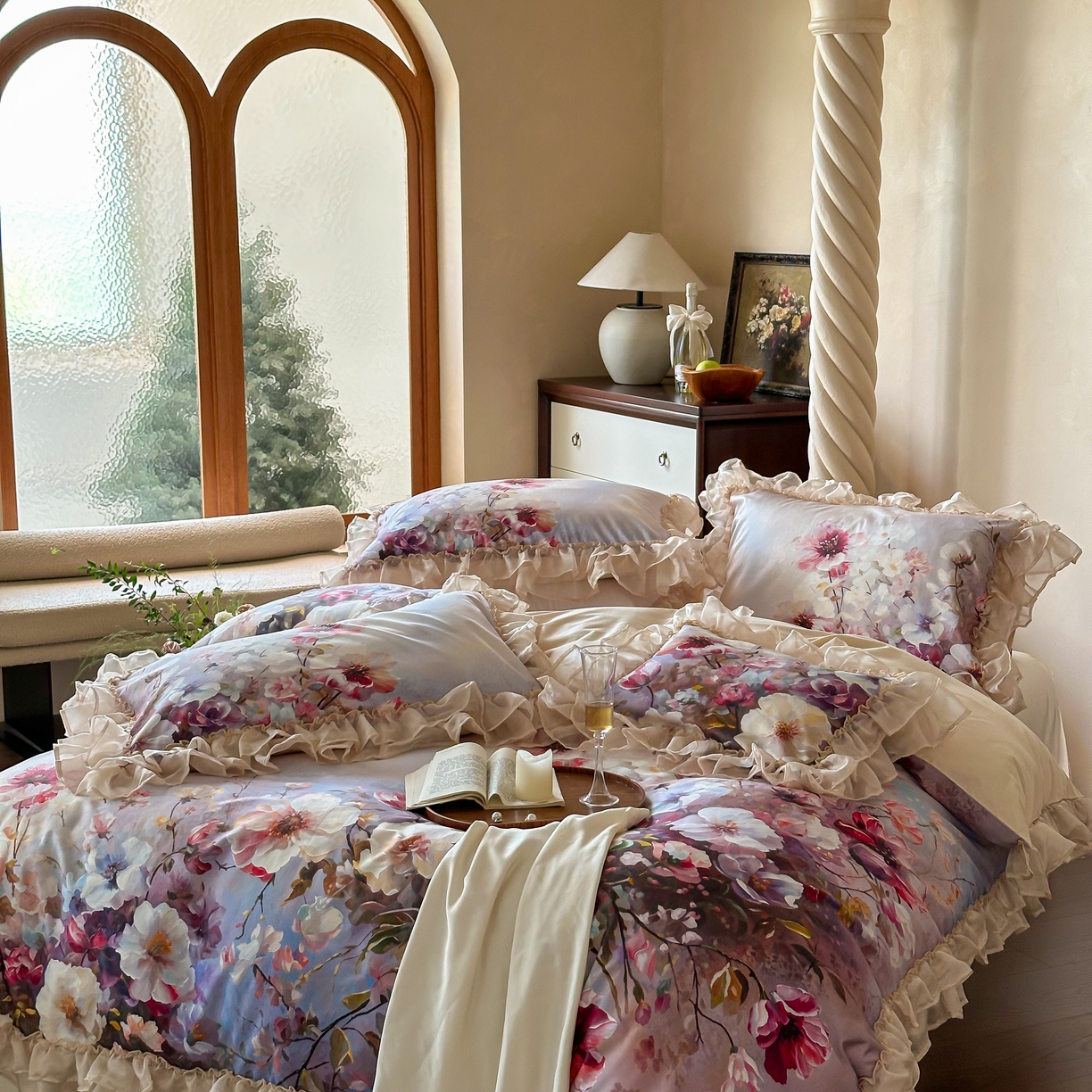 91家纺网 家纺一手货源 找家纺 （总）江涞 2025新款高端数码印花四件套-漾花