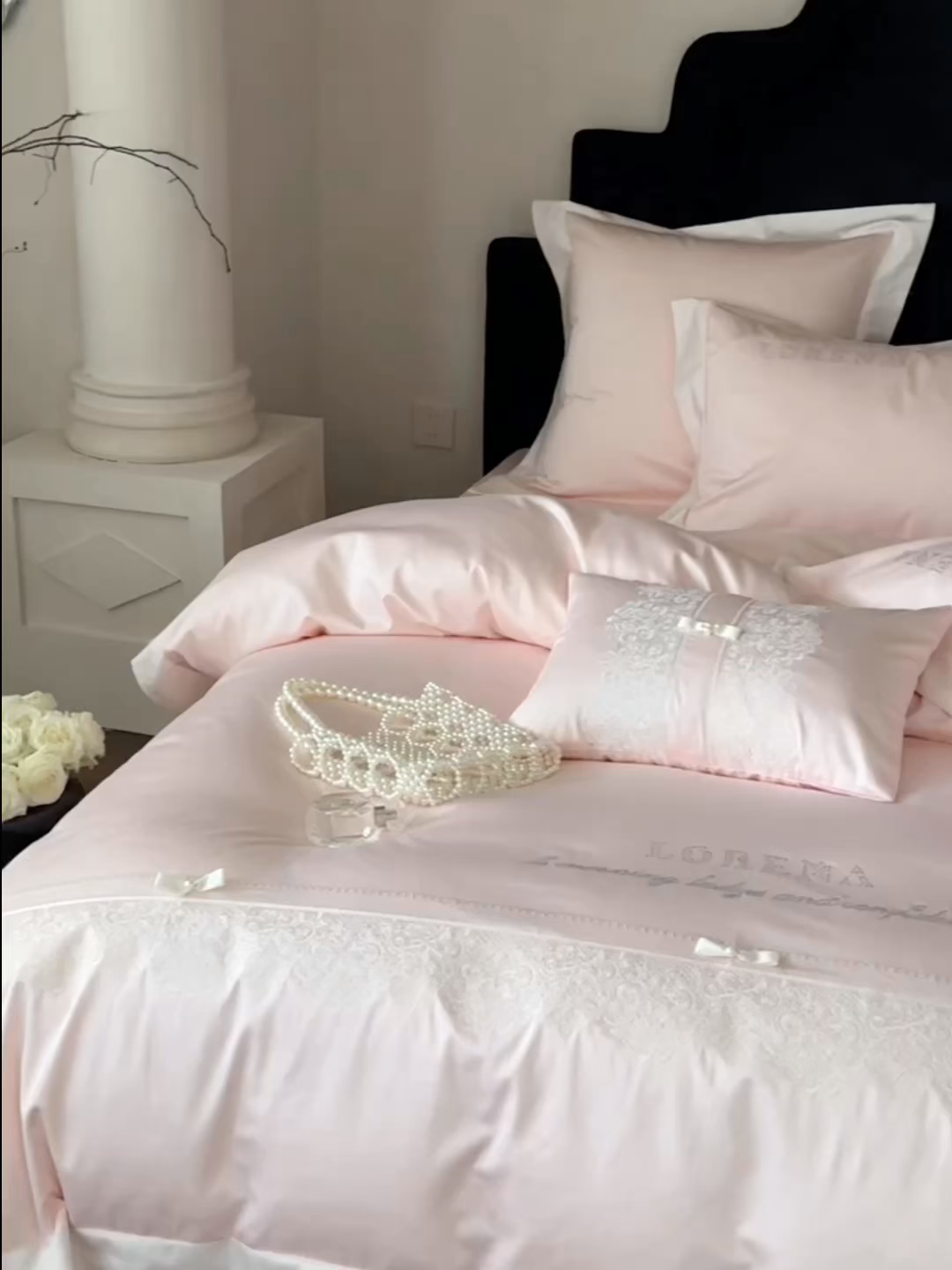 91家纺网 家纺一手货源 找家纺 （总）江涞 2025新款高端刺绣烫钻四件套-粉黛