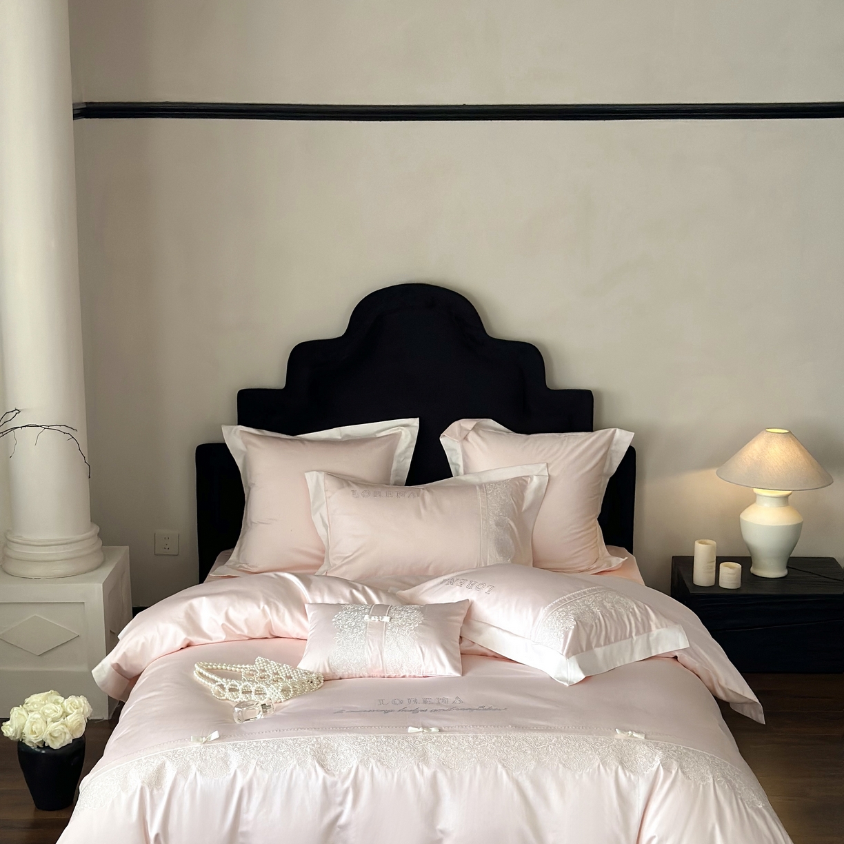 91家纺网 家纺一手货源 找家纺 （总）江涞 2025新款高端刺绣烫钻四件套-粉黛