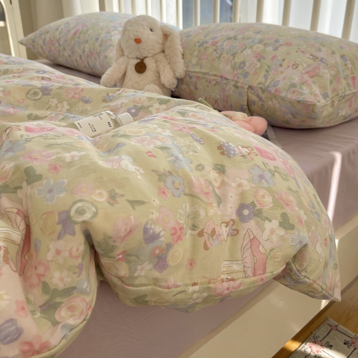 91家纺网 家纺一手货源 找家纺 （总）瑞莱 2025夏季新款全棉纯棉有氧双层纱四件套