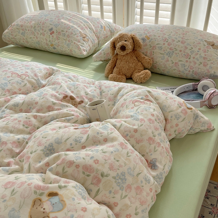 91家纺网 家纺一手货源 找家纺 （总）瑞莱 2025夏季新款全棉纯棉有氧双层纱四件套