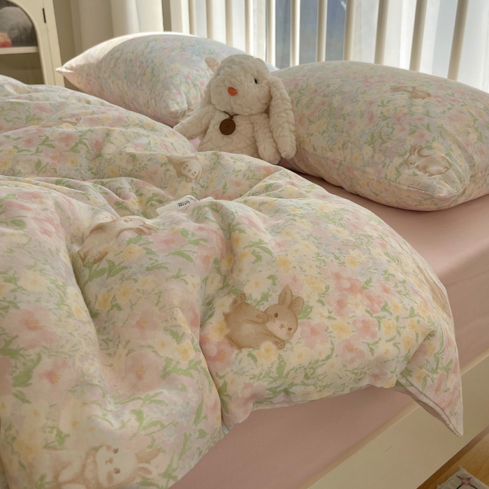 91家纺网 家纺一手货源 找家纺 （总）瑞莱 2025夏季新款全棉纯棉有氧双层纱四件套