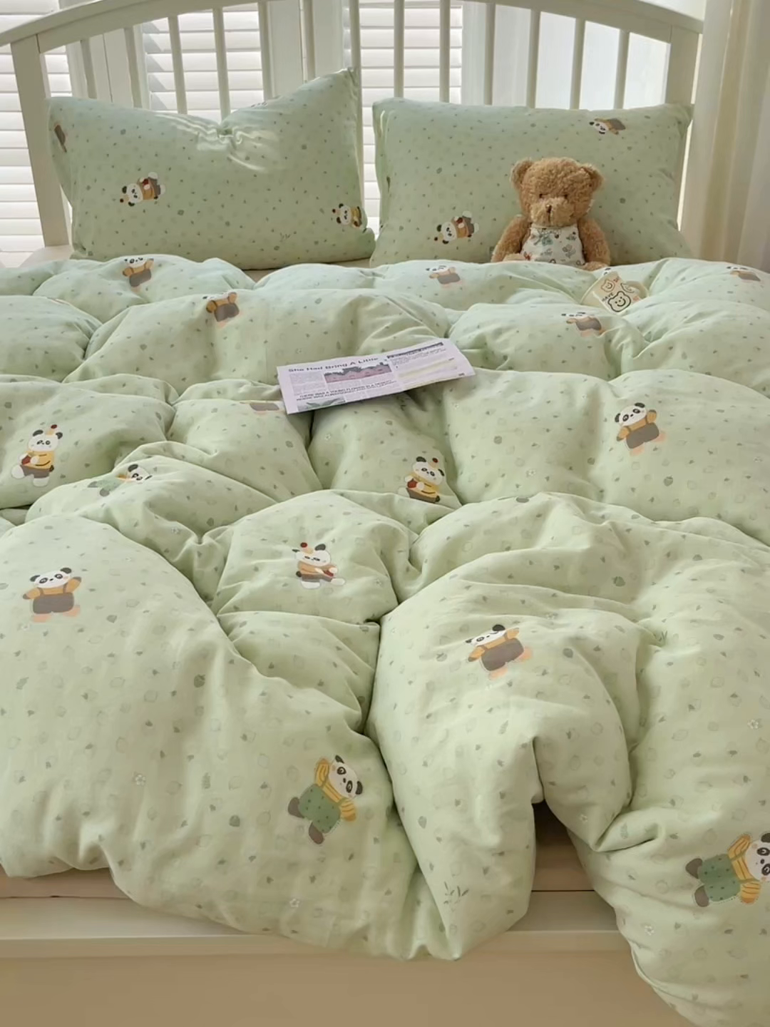 91家纺网 家纺一手货源 找家纺 瑞莱 2025夏季新款全棉纯棉有氧双层纱四件套 功夫熊猫