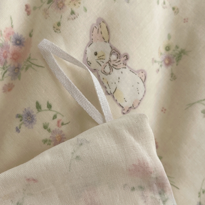 91家纺网 家纺一手货源 找家纺 瑞莱 2025夏季新款全棉纯棉有氧双层纱四件套 萝莉兔