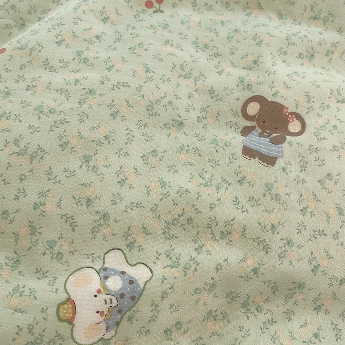 91家纺网 家纺一手货源 找家纺 瑞莱 2025夏季新款全棉纯棉有氧双层纱四件套 少女象（绿）