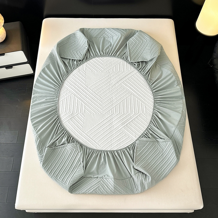 91家纺网 家纺一手货源 找家纺 （总）十一家居 2025新款A类防水夹棉亲肤水洗棉床笠床垫保护套—几何系列