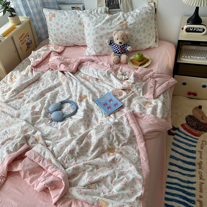 原素 2025软乎乎的A类母婴级水洗棉夏凉被四件套 夏被-蜜糖莉娜