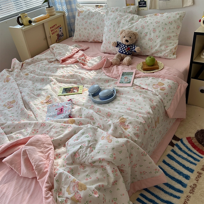 91家纺网 家纺一手货源 找家纺 原素 2025软乎乎的A类母婴级水洗棉夏凉被四件套 夏被-蜜糖莉娜