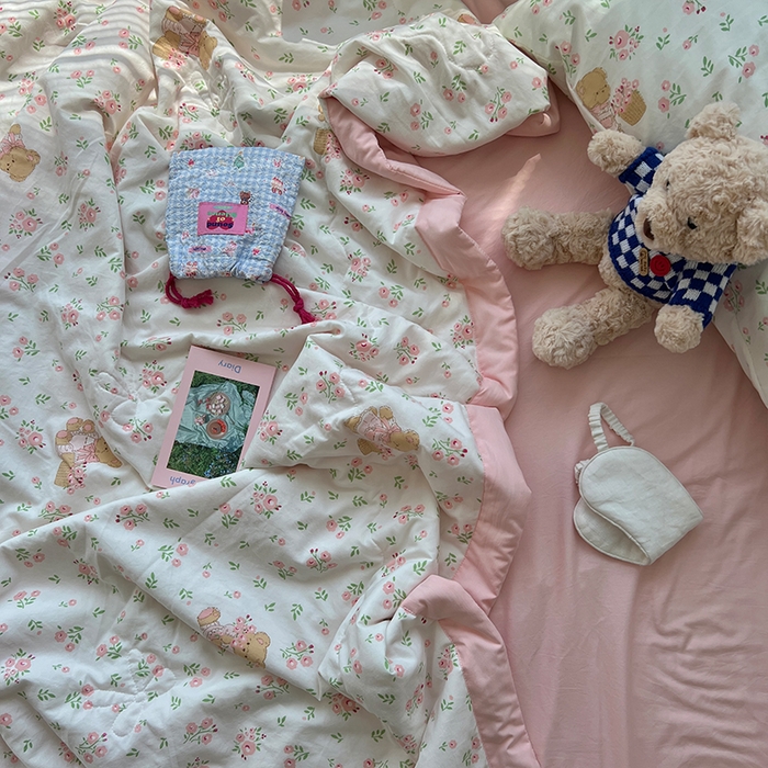 91家纺网 家纺一手货源 找家纺 原素 2025软乎乎的A类母婴级水洗棉夏凉被四件套 夏被-蜜糖莉娜