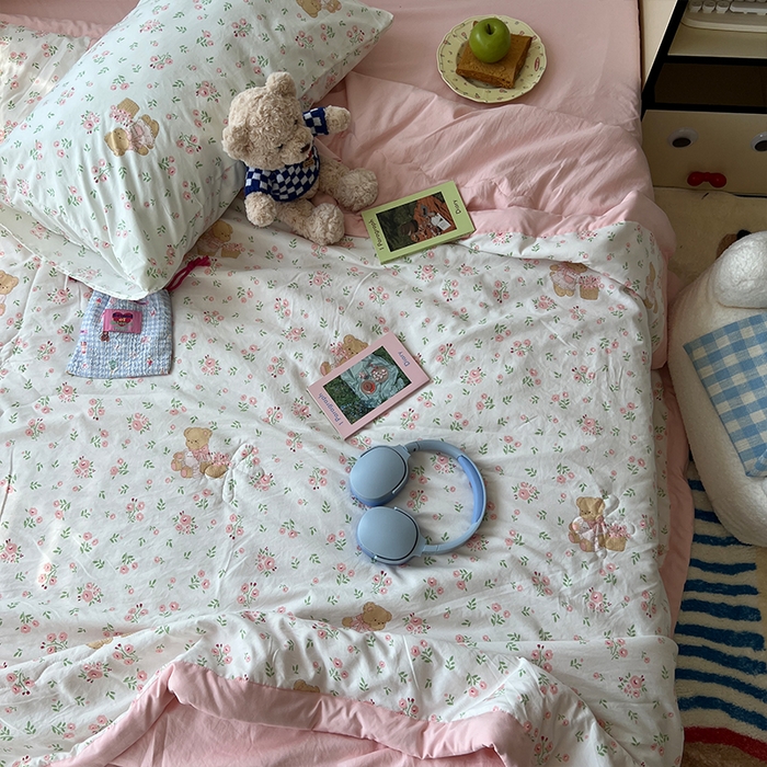 91家纺网 家纺一手货源 找家纺 原素 2025软乎乎的A类母婴级水洗棉夏凉被四件套 夏被-蜜糖莉娜