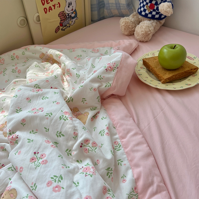 91家纺网 家纺一手货源 找家纺 原素 2025软乎乎的A类母婴级水洗棉夏凉被四件套 夏被-蜜糖莉娜