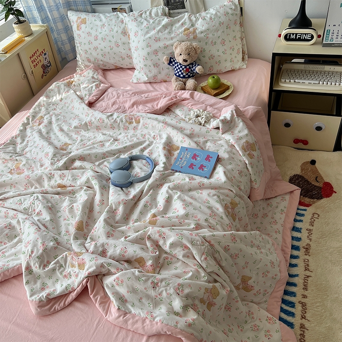 91家纺网 家纺一手货源 找家纺 原素 2025软乎乎的A类母婴级水洗棉夏凉被四件套 夏被-蜜糖莉娜