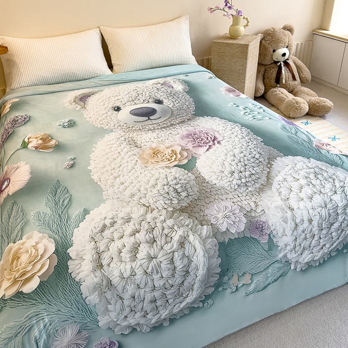 91家纺网 家纺一手货源 找家纺 归属 2025新款亲肤舒适5D大版数码印花冰淇淋夏被夏凉被空调被-系列二 毛绒熊