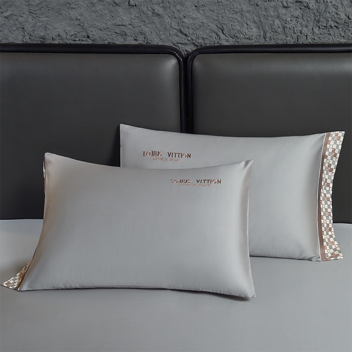 91家纺网 家纺一手货源 找家纺 瑞驰家纺 2025新款长绒棉纯棉绣花四件套-棋盘格系列 棋盘格-高级灰