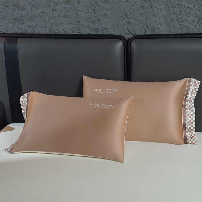 91家纺网 家纺一手货源 找家纺 瑞驰家纺 2025新款长绒棉纯棉绣花四件套-棋盘格系列 棋盘格-中咖