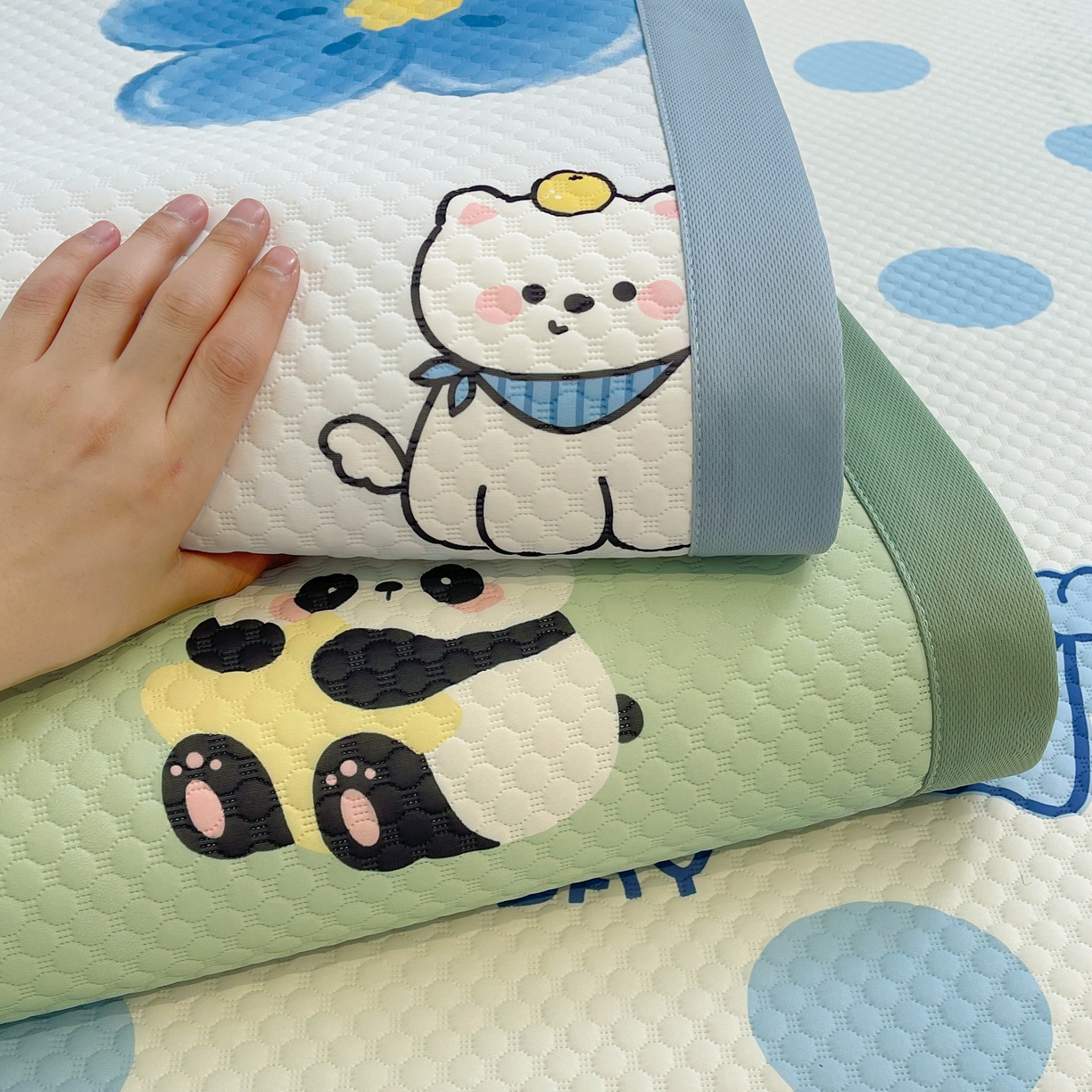 91家纺网 家纺一手货源 找家纺 （总）喜居 2025新款A类印花凉感豆豆三明治复合款凉席席子