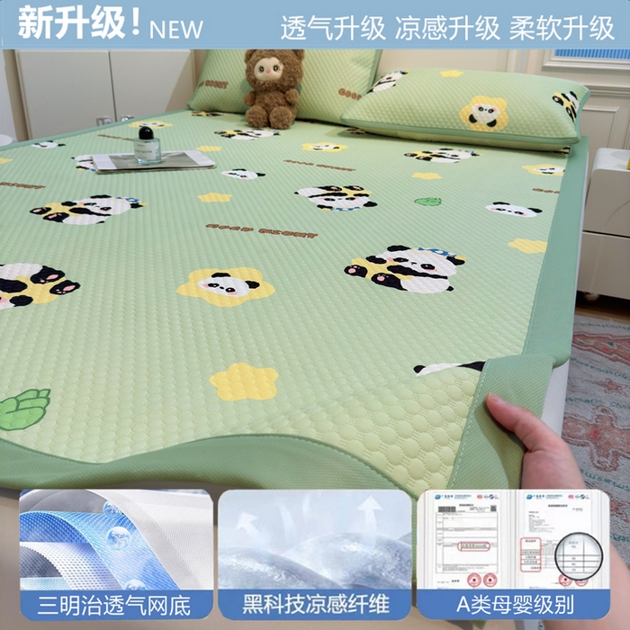 91家纺网 家纺一手货源 找家纺 （总）喜居 2025新款A类印花凉感豆豆三明治复合款凉席席子