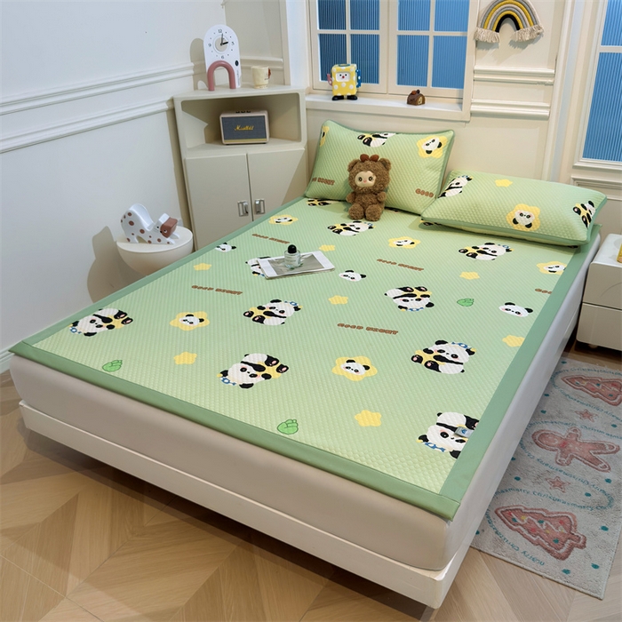 91家纺网 家纺一手货源 找家纺 喜居 2025新款A类印花凉感豆豆三明治复合款凉席席子 三明治复合款-小熊猫