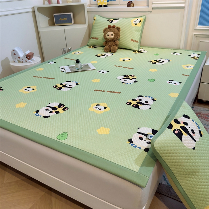 91家纺网 家纺一手货源 找家纺 喜居 2025新款A类印花凉感豆豆三明治复合款凉席席子 三明治复合款-小熊猫