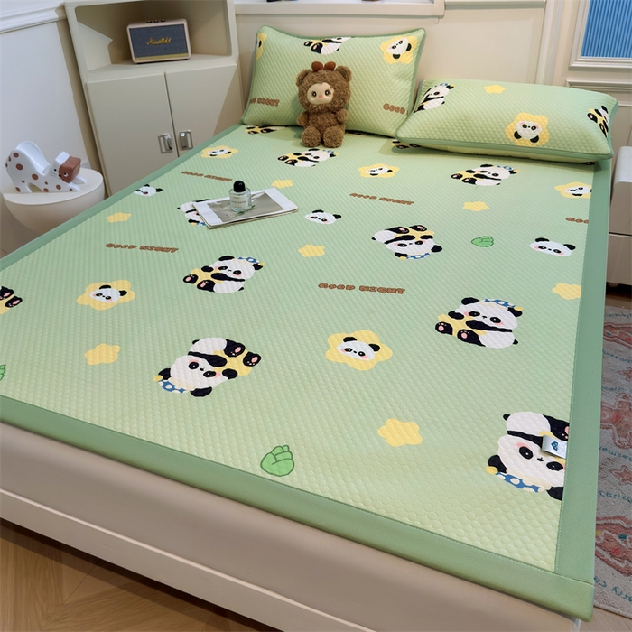 91家纺网 家纺一手货源 找家纺 喜居 2025新款A类印花凉感豆豆三明治复合款凉席席子 三明治复合款-小熊猫