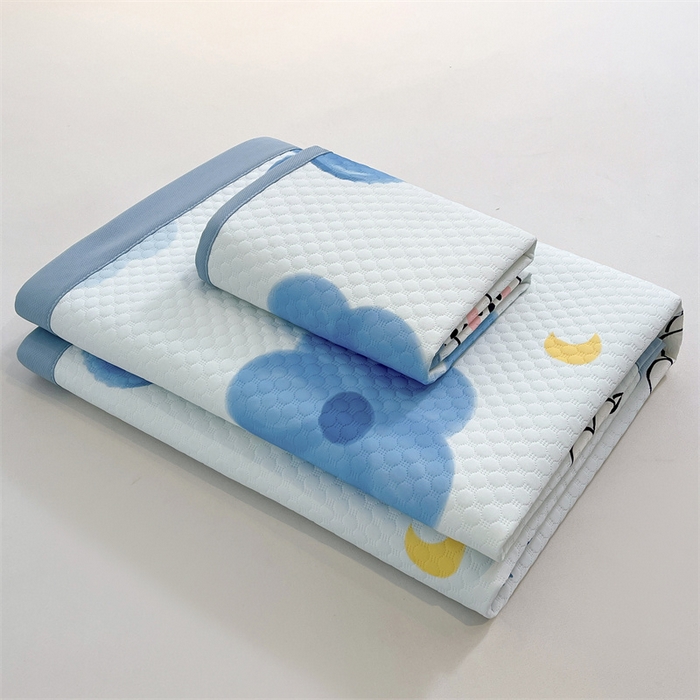 91家纺网 家纺一手货源 找家纺 喜居 2025新款A类印花凉感豆豆三明治复合款凉席席子 三明治复合款-蓝喵儿