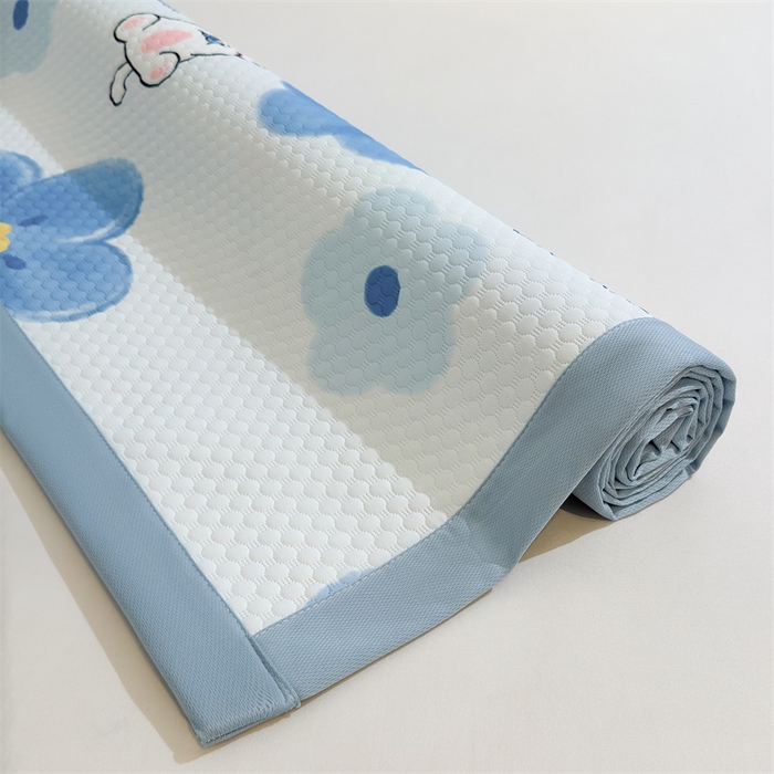 91家纺网 家纺一手货源 找家纺 喜居 2025新款A类印花凉感豆豆三明治复合款凉席席子 三明治复合款-蓝喵儿