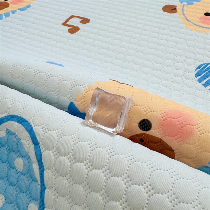 91家纺网 家纺一手货源 找家纺 喜居 2025新款A类印花凉感豆豆三明治复合款凉席席子 三明治复合款-酷酷的心