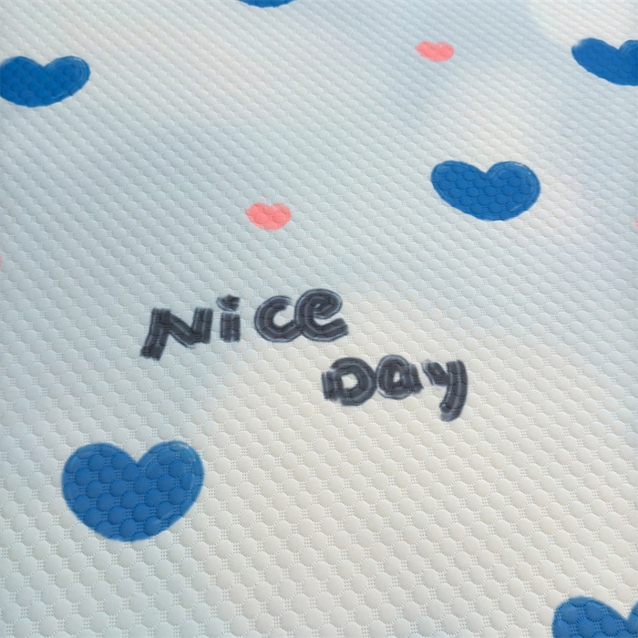 91家纺网 家纺一手货源 找家纺 喜居 2025新款A类印花凉感豆豆三明治复合款凉席席子 三明治复合款-蓝色心情