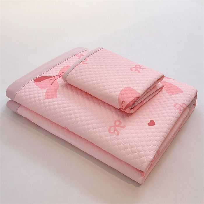 91家纺网 家纺一手货源 找家纺 喜居 2025新款A类印花凉感豆豆三明治复合款凉席席子 三明治复合款-粉色之恋