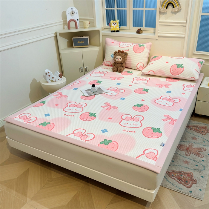 91家纺网 家纺一手货源 找家纺 喜居 2025新款A类印花凉感豆豆三明治复合款凉席席子 三明治复合款-可儿兔