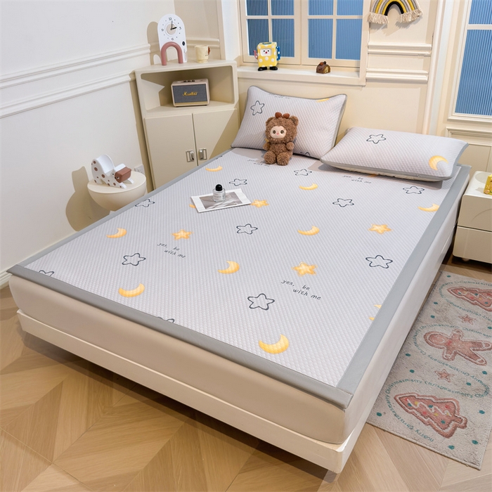 91家纺网 家纺一手货源 找家纺 喜居 2025新款A类印花凉感豆豆三明治复合款凉席席子 三明治复合款-星月