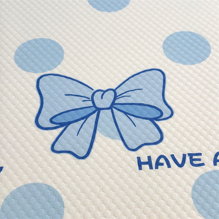 91家纺网 家纺一手货源 找家纺 喜居 2025新款A类印花凉感豆豆三明治复合款凉席席子 三明治复合款-蓝色蝴蝶结