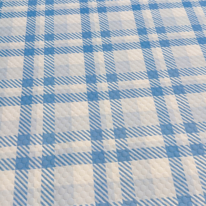 91家纺网 家纺一手货源 找家纺 喜居 2025新款A类印花凉感豆豆三明治复合款凉席席子 三明治复合款-晨曦蓝