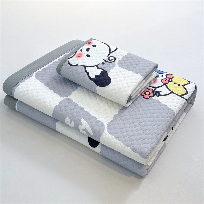 91家纺网 家纺一手货源 找家纺 喜居 2025新款A类印花凉感豆豆三明治复合款凉席席子 三明治复合款-欢乐狗