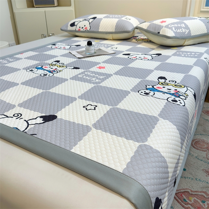 91家纺网 家纺一手货源 找家纺 喜居 2025新款A类印花凉感豆豆三明治复合款凉席席子 三明治复合款-欢乐狗