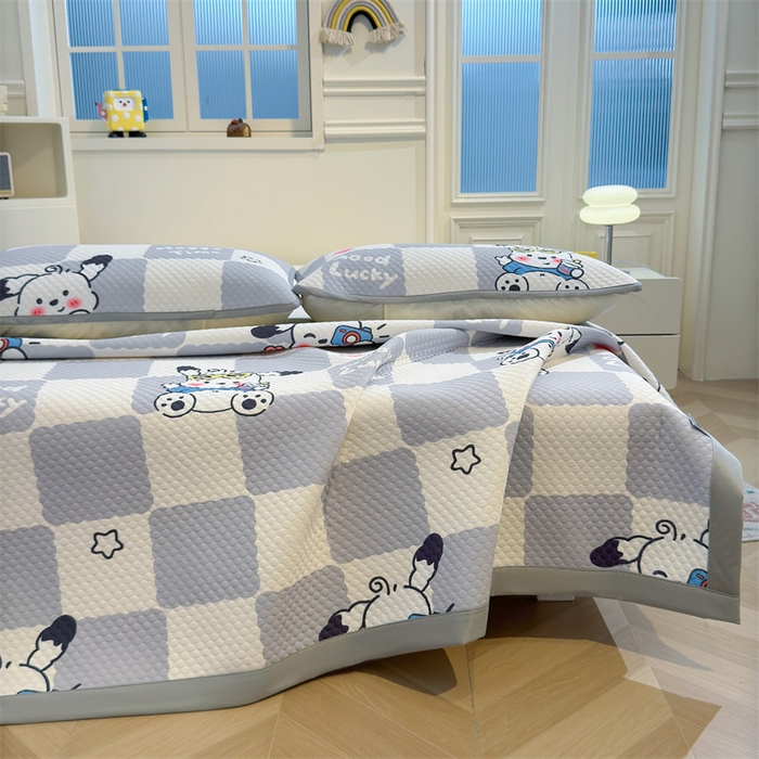 91家纺网 家纺一手货源 找家纺 喜居 2025新款A类印花凉感豆豆三明治复合款凉席席子 三明治复合款-欢乐狗