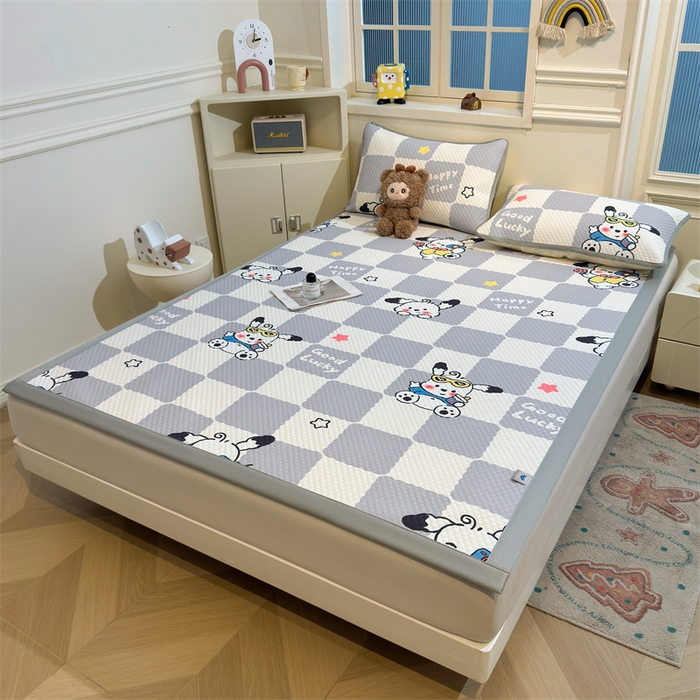 91家纺网 家纺一手货源 找家纺 喜居 2025新款A类印花凉感豆豆三明治复合款凉席席子 三明治复合款-欢乐狗