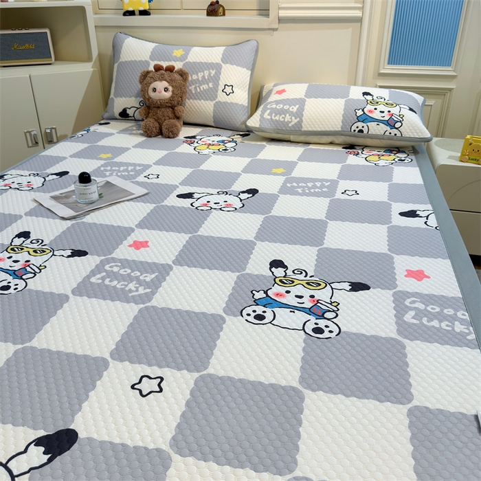 91家纺网 家纺一手货源 找家纺 喜居 2025新款A类印花凉感豆豆三明治复合款凉席席子 三明治复合款-欢乐狗